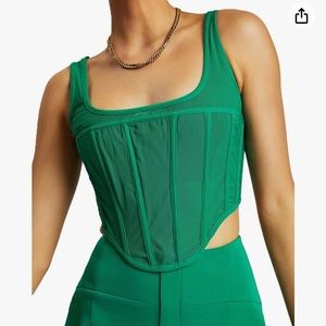 Y2K Corset Kelly Green Bustier Tank Top